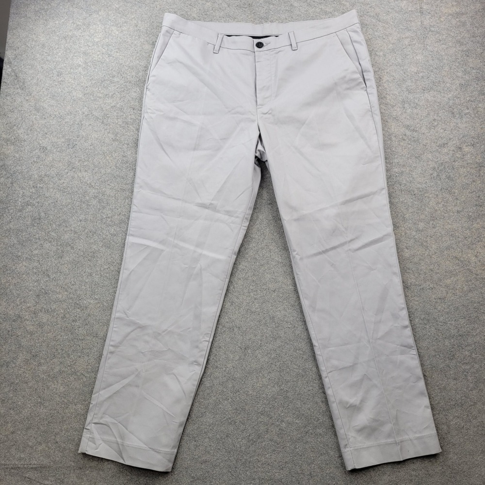 Calvin Klein Mens Chino Pants 38x30 Light Gray Stretch Cotton Trousers 40273